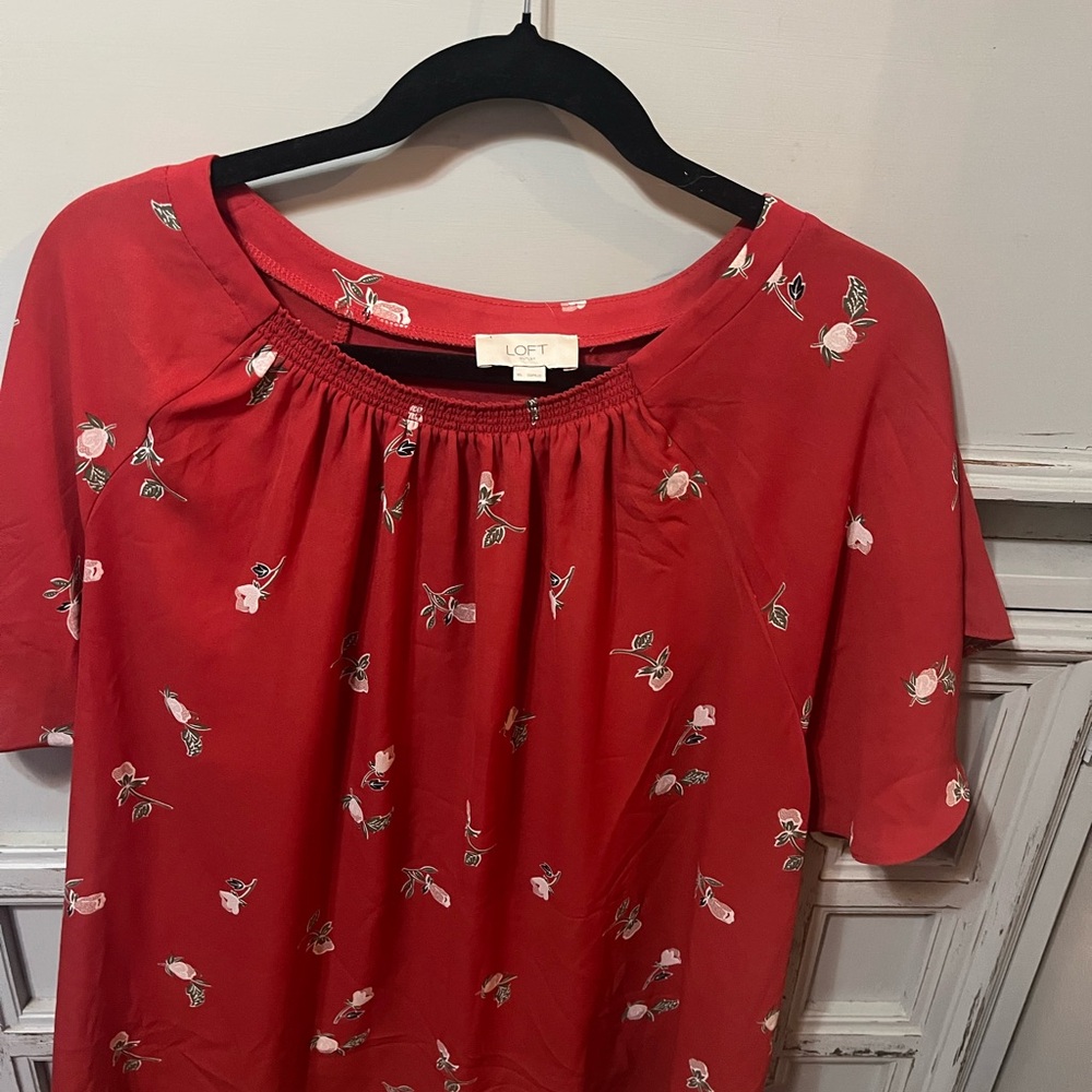 LOFT Scarlet Floral Print Blouse
